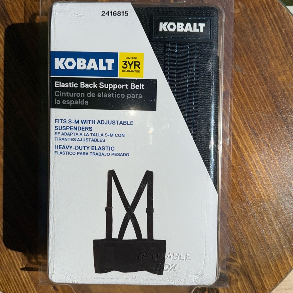 Kobalt Elastic Back Support Belt with Adjustable Suspenders/Fits S-M